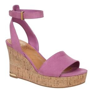 Franco Sarto Women's Celeste 2 Strappy Cork Wedge Sandals Purple Size 10